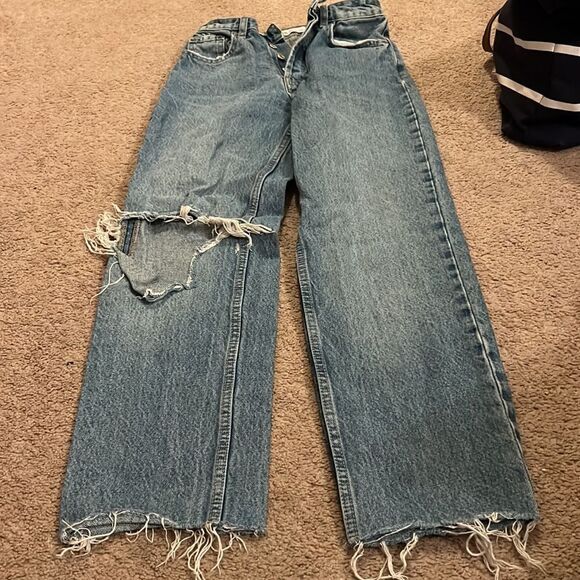 Zara high rise button fly jeans 0 - Picture 2 of 8